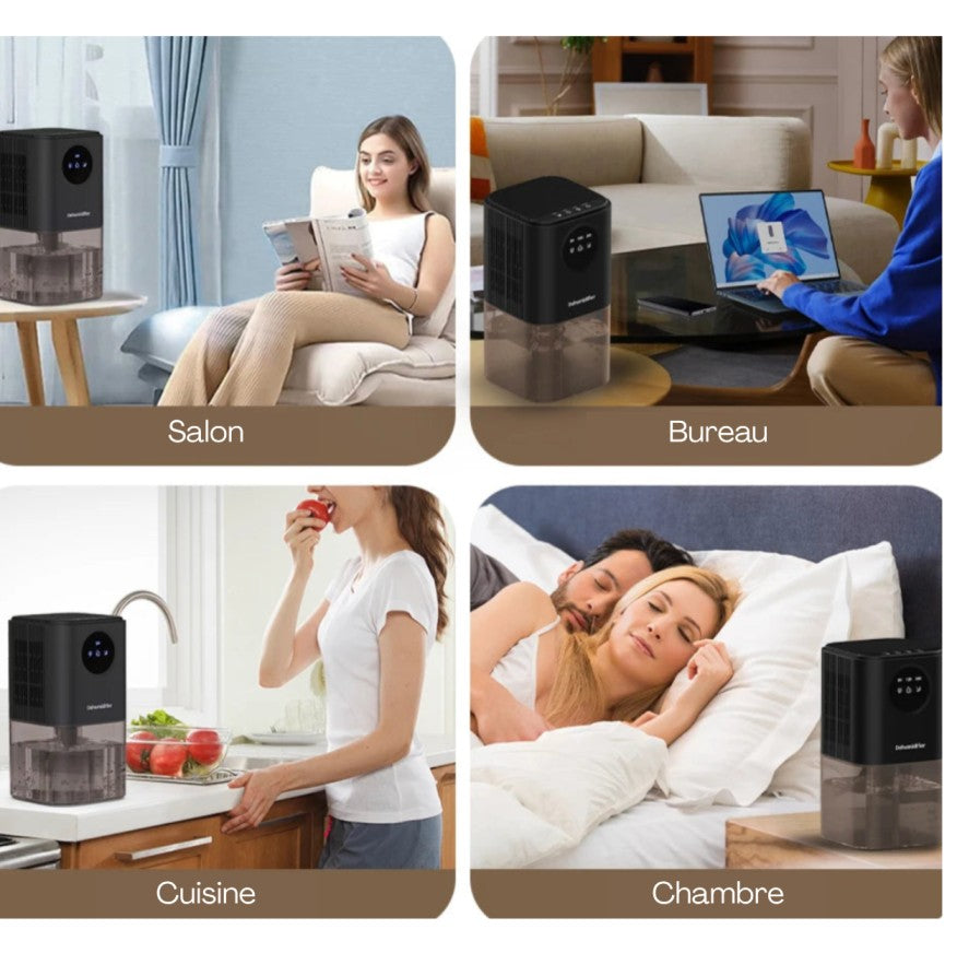 Déshumidificateur d’Air Portable – Réservoir 1.7L, Silencieux, Veilleuse LED – Chambre & Bureau